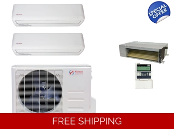 Norton 2-Room Mini Split Heat Pump (-13°F) 22.5 SEER2/12.5 EER/10.3 HSPF (R410a)